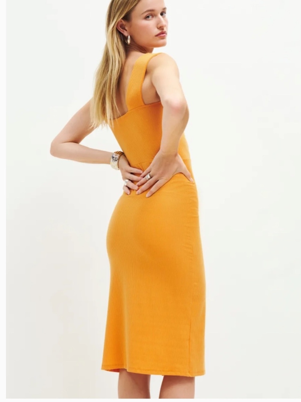 Reformation Cassi knit dress cantaloupe size 2 - Picture 7 of 7